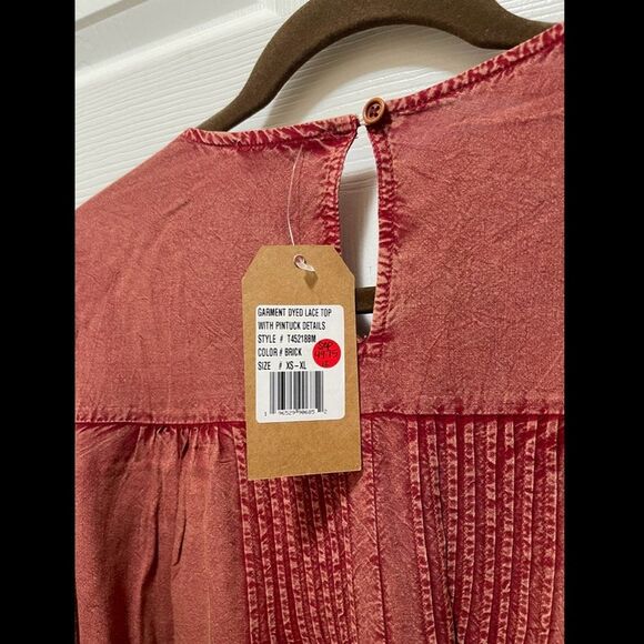 Tru Luxe Womens Blouse Top Textured BOHO Western Size M Long Sleeve Floral NWT - Picture 10 of 12